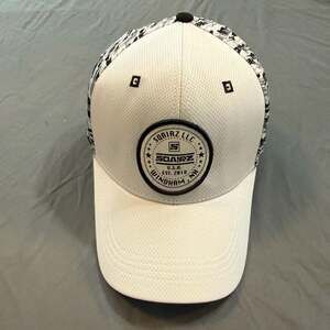 SQAIRZ Golf Hat White Black Camo Adjustable Performance Baseball Cap Patch